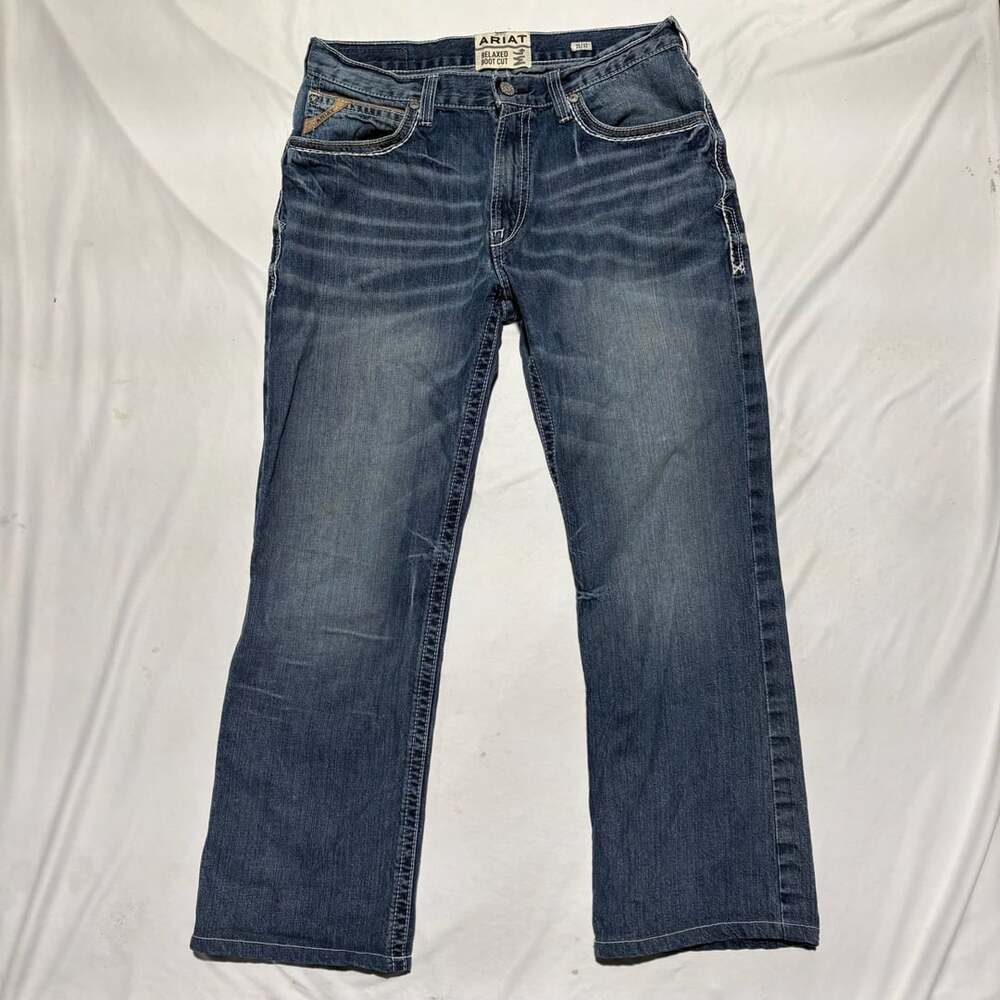 Ariat M4 Relaxed Boot Cut Jeans Size 35x32 Blue Denim
